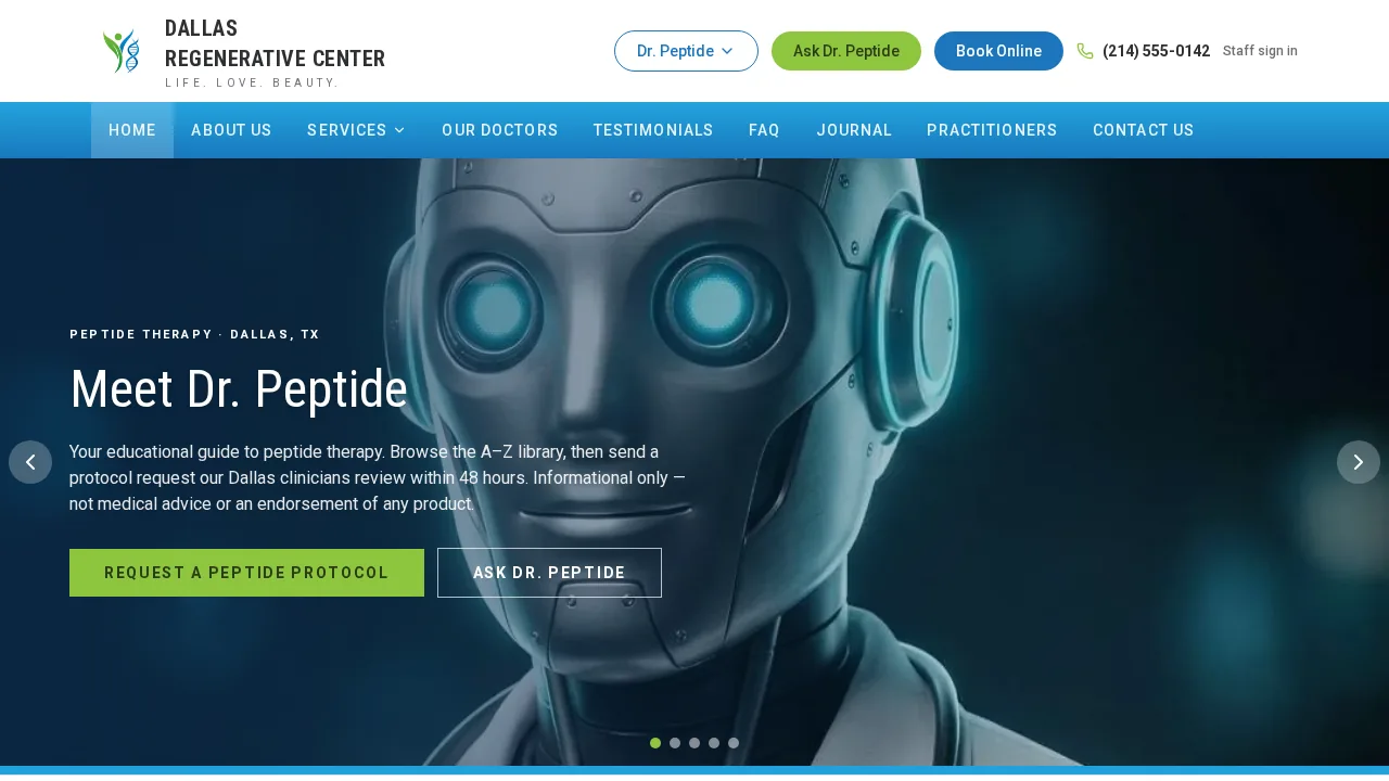 Dallas Regenerative Center website screenshot